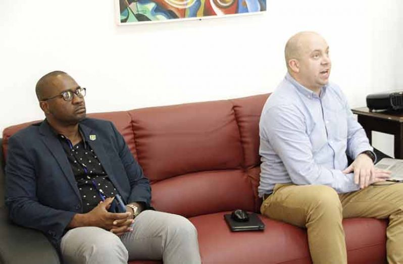 GFF president Wayne Forde (left) and GFF TD Ian Greenwood at the meeting.