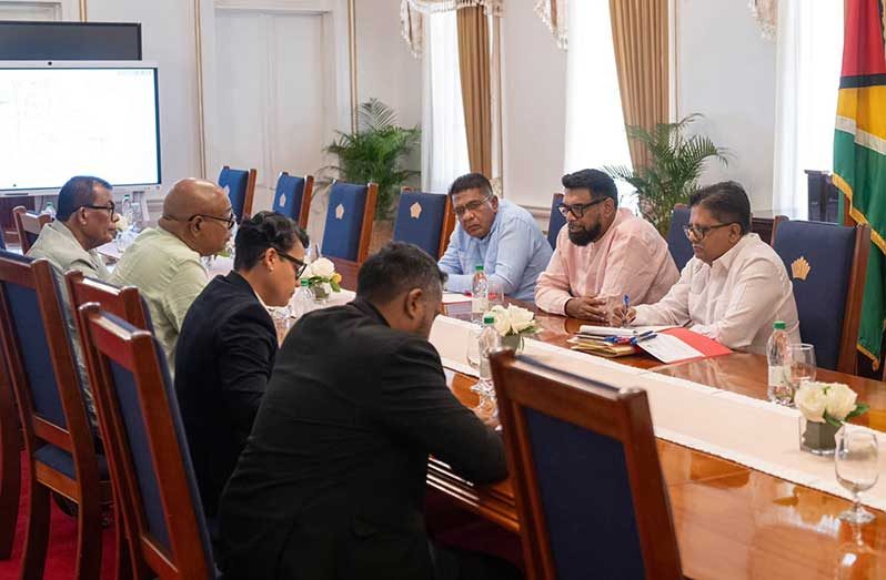 President Dr Irfaan Ali on Wednesday met with members of the Parliamentary Sectoral Committee on Economic Services at State House. However, members of the Parliamentary Opposition did not attend the session