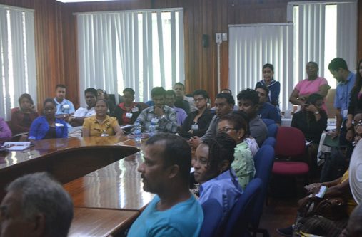 Regional officials and community leaders at the meeting in Rivers View