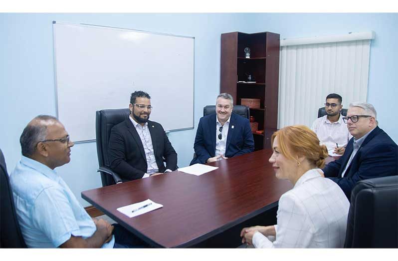 During a courtesy visit to the ministry's Brickdam office on Tuesday, Dr Frank Anthony, the Minister of Health, conferred with Mr Corey Hancock, the newly appointed Country Director for the Mount Sinai Health System in Guyana