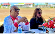 Minister of Public Works, Bishop Juan Edghill and Adviser to the President, Geeta Chandan- Edmond, during the outreach with residents of Kildonan, East Berbice–Corentyne