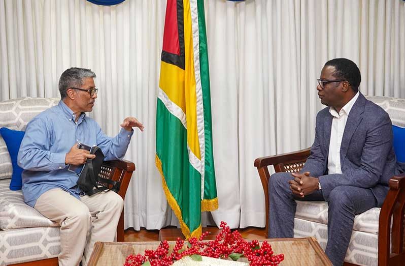 Minister of Foreign Affairs and International Cooperation Hugh Hilton Todd on Thursday, met with Carlos Amador Perez Silva, Ambassador of the Bolivarian Republic of Venezuela to Guyana (Ministry of Foreign Affairs photo)