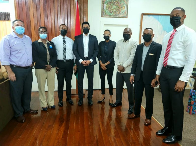 From left: Philip Fernandes, Melissa Dow-Richardson, Kashif Muhammad, Hon. Charles Ramson MP, Cristy Campbell, Steve Ninvalle, Chateram Ramdihal and Dellon Davidson.