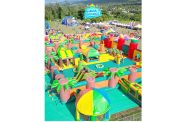 MegaBounce Spanning thousands of square feet, the inflatable park will feature a 15,000-square-foot main bounce house, a 600-foot four-lane obstacle course, a towering mega slide, and several themed installations