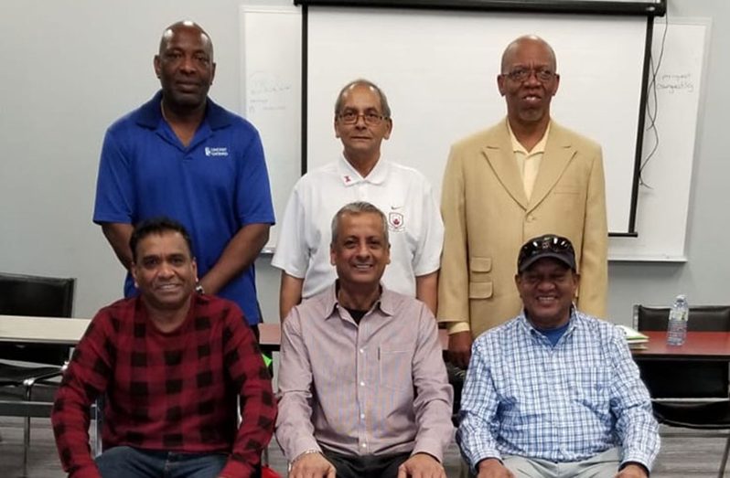 FLASHBACK from last year: Executive members: From left (standing) are Mathew Francis, Azad Khan, Frederick Halley. Sitting (from left) are Vish Jadunauth, Albert Ramcharran and Bisham Singh