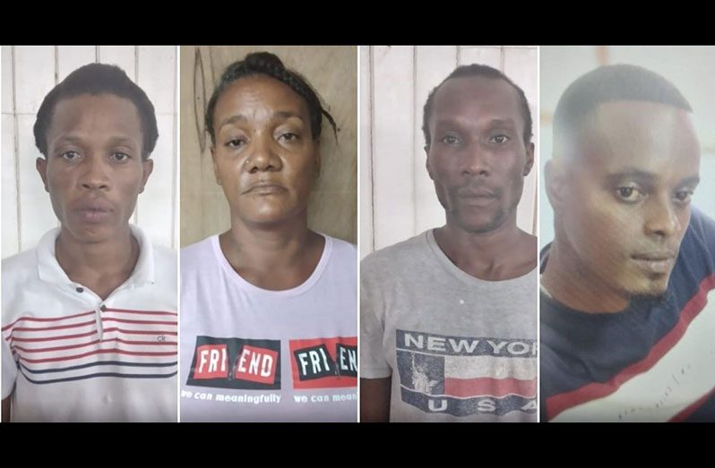 L-R: Nicholas Hercules called ‘Bucko’, Brenna Nurse, Devon Harry and Peter Lam (Photos released by Guyana Police Force)
