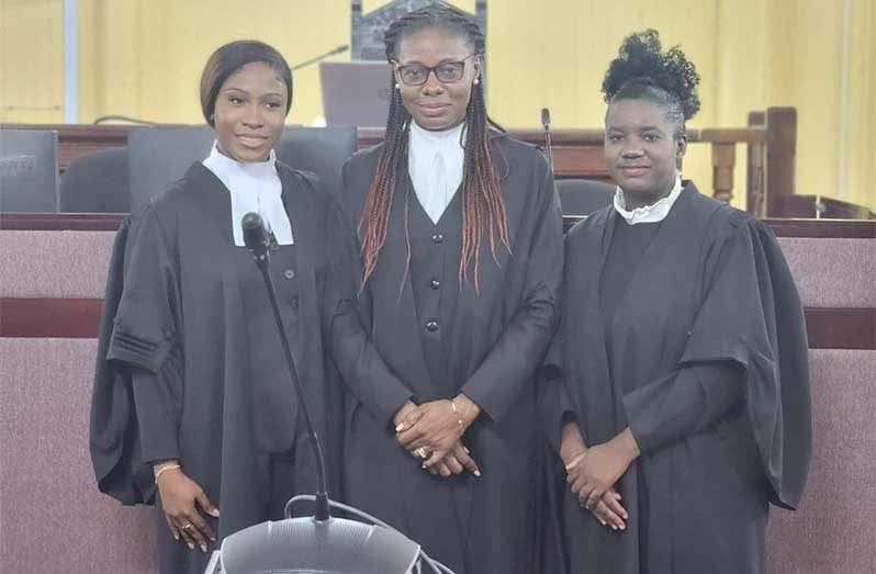 Attorney-at-Law Merissa Bryan (left) with Justice Sherdel Isaacs-Marcus and her petitioner, Attorney-at-Law Kara Duff-Yehudah
