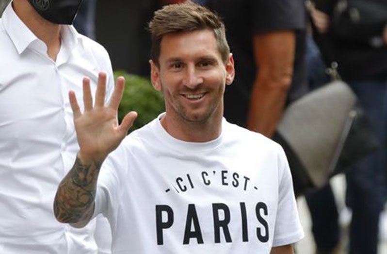 Lionel Messi arrives in Paris to join Paris St-Germain.