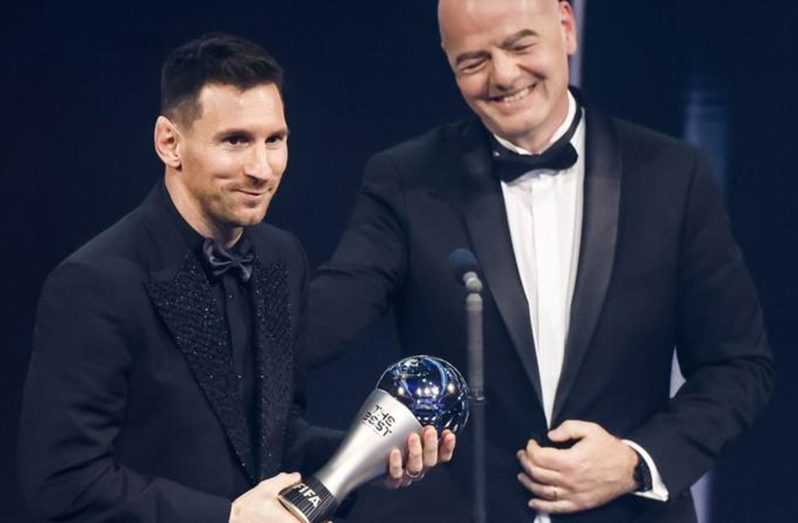 Lionel Messi was presented the award by Fifa president Gianni Infantino