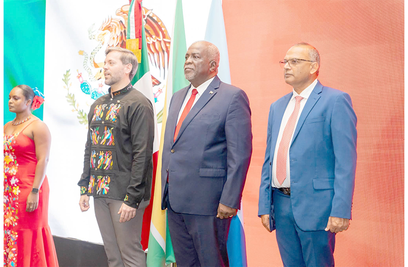 Prime Minister Brigadier (Ret’d) Mark Phillips, on Thursday evening joined Ambassador of the United Mexican States to Guyana, Mauricio Vizcaíno Crespo, at a reception to commemorate the 216th anniversary of Mexico’s independence