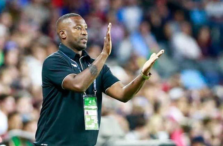 Former Guyana Head Coach Michael Johnson on the sidelines during Guyana's clash with the USA in Minnesota.