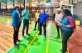 GBF President Michael Singh (third left), along with Minister Steven Jacobs (first left) and other GBF and Ministry of Culture, Youth and Sport officials during a recent visit to the Cliff Anderson Sports Hall
