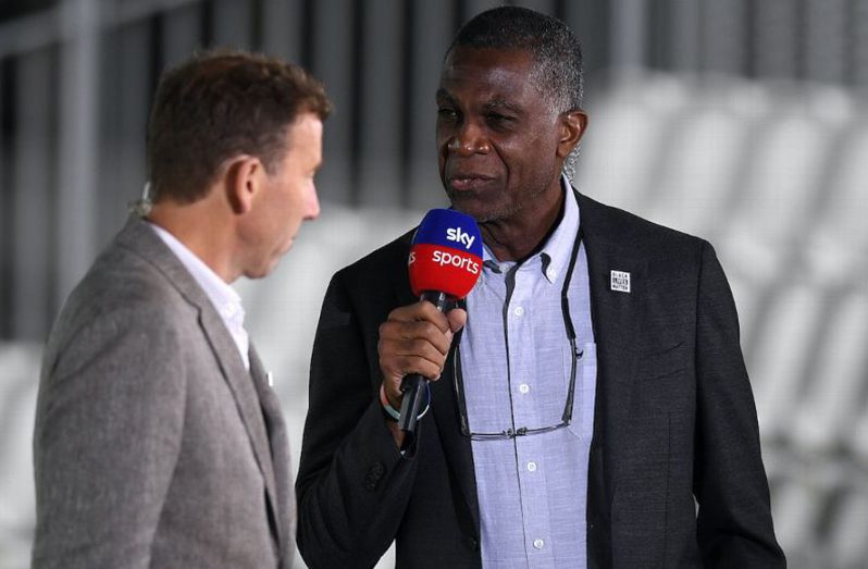 Michael Holding and Michael Atherton on commentary duty. (Getty Images)