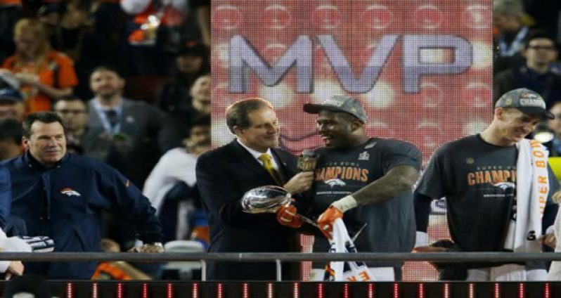 Denver Broncos outside linebacker Von Miller (58) is named Super Bowl 50 MVP, after defeating the Carolina Panthers at Levi's Stadium on Sunday. (Mandatory Credit: Kelley L Cox-USA TODAY Sports)