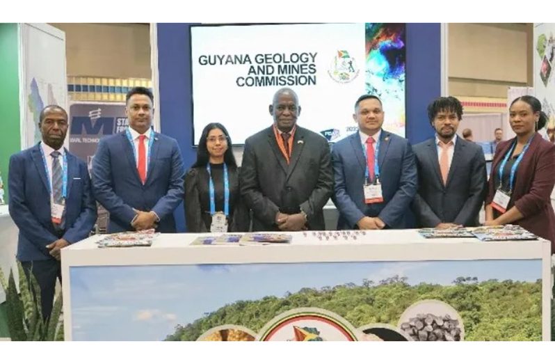 Minister of Home Affairs Robeson Benn (centre), Minister of Natural Resources Vickram Bharrat (centre right), members of GGMC and the Ministry of Natural Resources