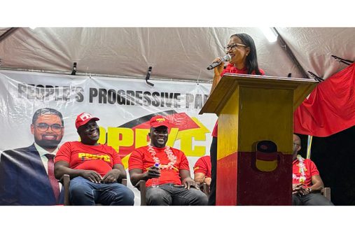 Minister of Tourism, Industry, and Commerce Oneidge Walrond at the public meeting on Friday last