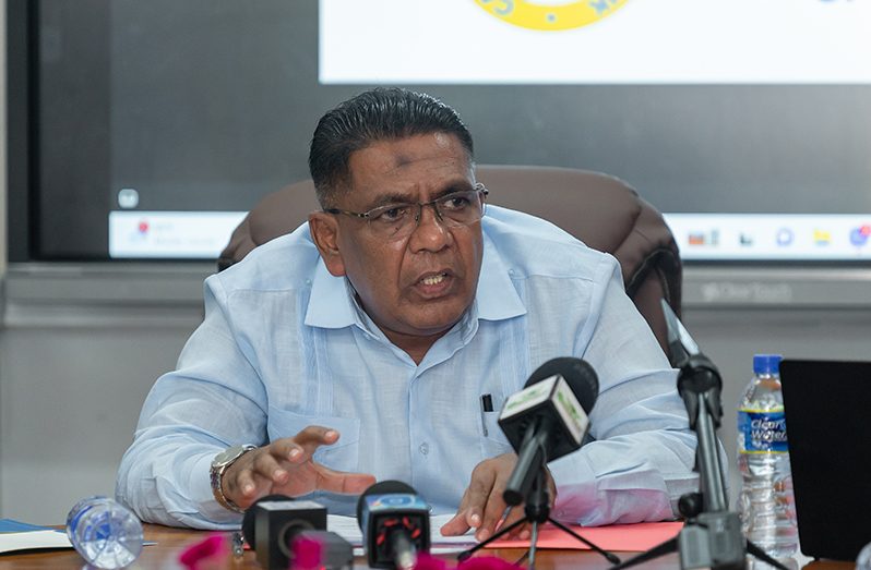 Agriculture Minister, Zulfikar Mustapha (fourth from right), flanked by other officials who attended the launch (Delano Williams photo)