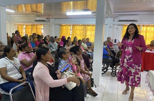 Minister of Human Services and Social Security, Dr. Vindhya Persaud, assures residents of Region Two that her ministry remains committed to supporting elders, youths, entrepreneurs and persons living with disabilities