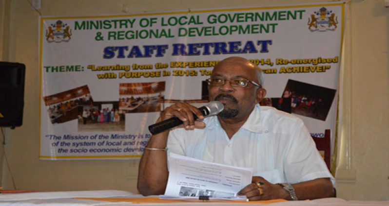 Local Government Minister, Norman Whittaker addressing the gathering
