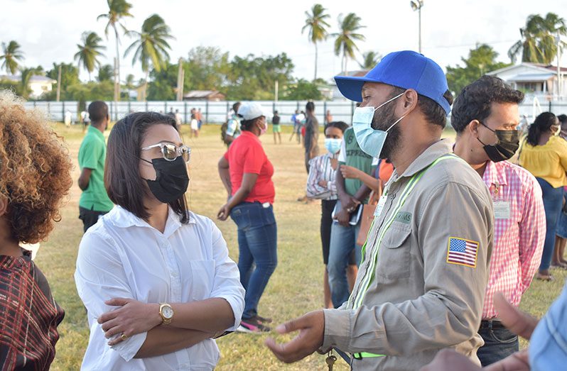 Minister within the Ministry of Housing and Water, Susan Rodrigues, during her visit to Golden Grove on Tuesday