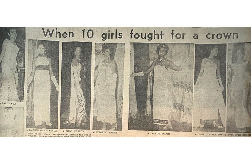 The 10 beauties who vied for the ‘Miss Independence Carnival’ crown in 1968 (Guyana Graphic)