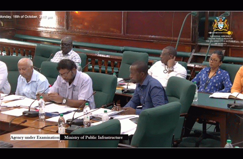 Permanent Secretary of the Ministry of Public Works and team before the Public Accounts Committee on Monday