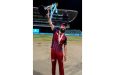 Antigua and Barbuda Falcons skipper, Moeen Ali, holds aloft the CPL trophy