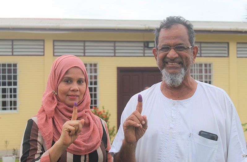 PPP/C candidate for Eccles/Ramsburg (Constituency Three) and philanthropist Nazar Mohamed and his wife, Mrs. Mohamed