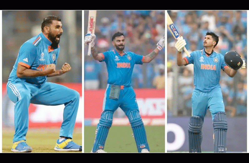 From left: Mohammed Shami, Virat Kohli and Shreyas Iyer (Photos: Getty Images)