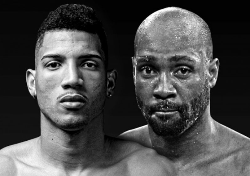 David Morrell Jr (L) and Guyana's Lennox 'Too Sharp' Allen will collide on August 8 in LA for the WBA Super Middleweight title.