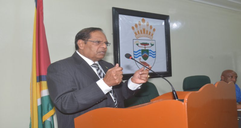 Prime Minister Moses Nagamootoo at Wednesday’s post- Cabinet briefing