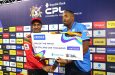 Gudakesh Motie of Guyana Amazon Warriors collects his Man-of-the-Match award after the Men’s 2024 Republic Bank Caribbean Premier League match between St Lucia Kings and Guyana Amazon Warriors at the Daren Sammy National Cricket Stadium on Saturday night at Gros Islet, Saint Lucia (Photo by Ashley Allen – CPL T20/CPL T20 via Getty Images)