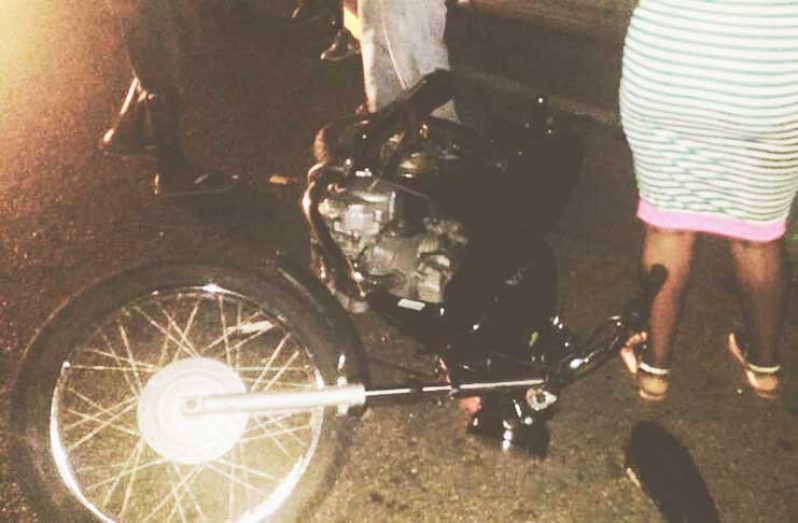 One of the CG motorcycles left at the scene of the crime by the bandits