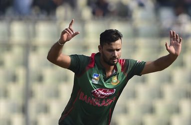 Man-of-the-Match Mashrafe Mortaza, playing his 200th ODI, then struck twice after a slow stand between Shai Hope and Darren Bravo. He finished with  three for 30  (©AFP)