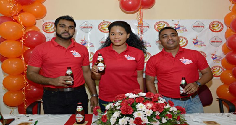 From left to right in photo are Irzad Zamal, CEO of Southland International Inc., Nuriyyih Gerrard, Moussy Brand Ambassador, and Vishal Seeraj, Chief Operations Officer