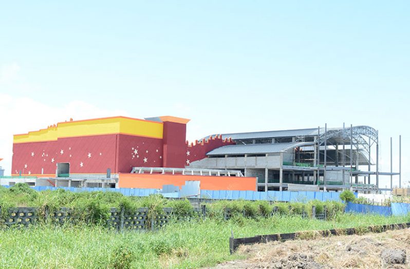 The MovieTowne complex at Turkeyen, East Coast Demerara, is expected to be completed by December. (Rabindra Rooplall Photo)