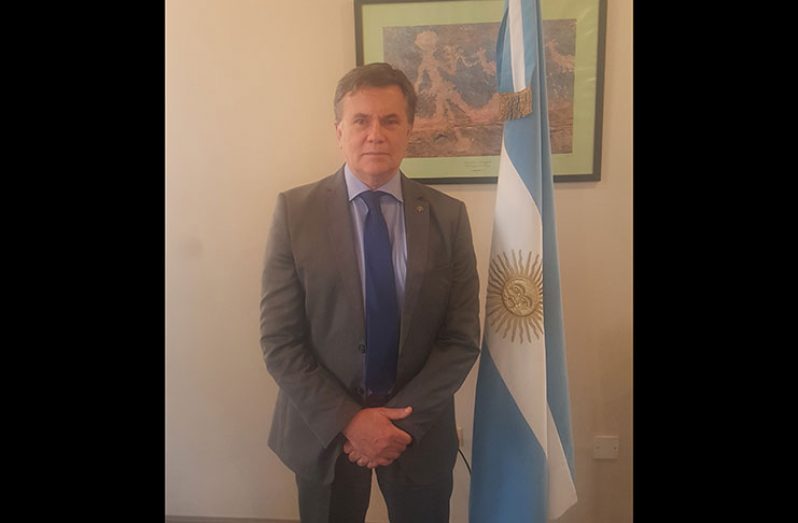 Mr. Manuel Otero, Argentina's candidate for the post of Director General of IICA from 2018-2022 during his visit to Guyana last week