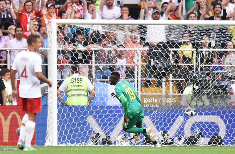 Mbaye Niang of Senegal celebrates scoring a goal during the 2018 FIFA World Cup Russia Group H match between Poland and Senegal at Spartak Stadium on June 19, 2018 in Moscow, Russia. (Photo by Lukasz Laskowski/PressFocus/MB Media/Getty Images)