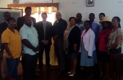British Deputy High Commissioner, The  Hon Ron Rimmer with Mayor Kirt Wyner and other officers of the New Amsterdam municipality