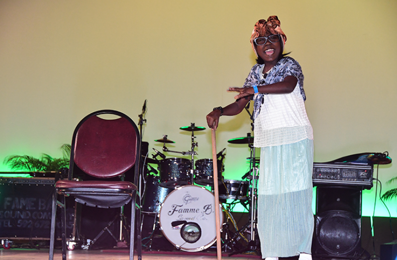 Representative of Region Four, Plaisance Secondary’s, T.Doris during her piece titled, ‘A granny’s Lament’ – Adrian Narine photo.