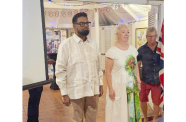 President Dr Irfaan Ali and outgoing British High Commissioner to Guyana, Jane Miller at the High Commissioner’s farewell reception, on Friday evening