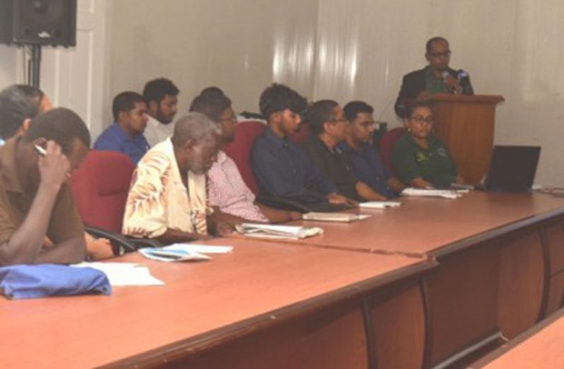 Some of the contractors gathered in the boardroom of the Ministry of Agriculture