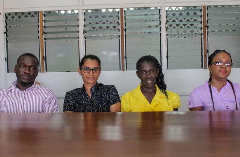 The Grade Six teachers at the Mae’s Primary School (L-R: Kelvin Lewis, Gillian Ramdhial, Penelope Favorite and Claire Assanah)