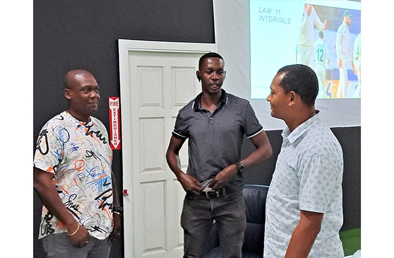 Nigel Duguid (left) talks with Stephon Josiah & GCUSA’s President, Ryan Banwarie