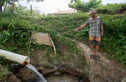 Marlon Fernandes at the natural spring they have in their backyard (Samuel Maughn photos)