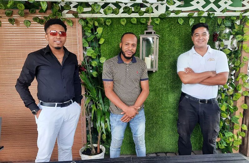 Some of the panellists (from left) Esan Benzy, recording artist and CEO of Hardball Entertainment; Quacy Boyce, aka DJ Avalanche, and Captain Gerald Gouveia Jr., Director of Aviation and Security for the Roraima Group