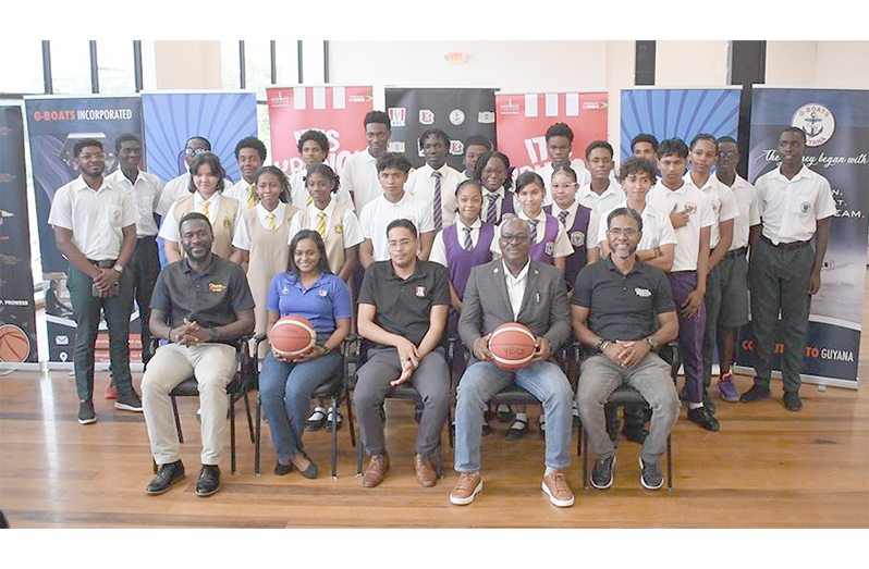 Officials and students at the Launch of YBG National Schools Basketball Festival