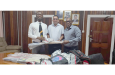 Director of Sports, Steve Ninvalle (right), presents gear to the National Blind Cricket Association’s Ganesh Singh (centre) and Leroy Phillips (left)