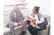 PPP General Secretary Dr. Bharrat Jagdeo engaging with a Toshao earlier this week on the sidelines of the NTC annual conference being held at the Arthur Chung Conference Centre, Liliendaal