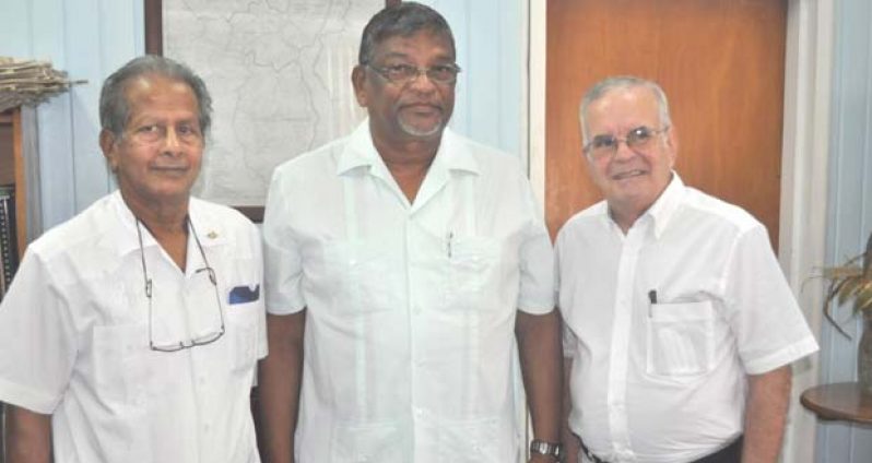 Labour Minister, Dr Nanda Gopaul; World Federation of Trade Unions Secretary for  Latin America and the Caribbean, Mr. Ramon Cardona Nuevo; and President of the Guyana Agricultural and General Workers Union (GAWU), Mr Komal Chand, who is also a Vice-President for the World Federation of Trade Unions